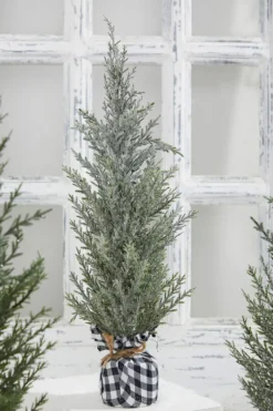 21" Pine Tree With Plaid Fabric