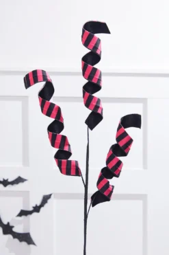 30” Pink & Black Double Sided Fabric Curly Spray