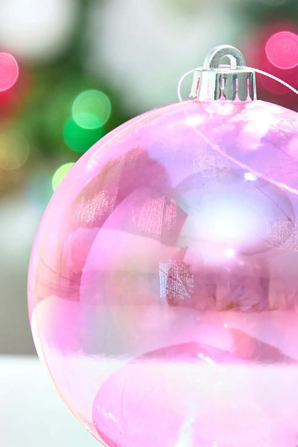 6" Pink Iridescent Ball Ornament