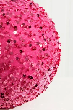 8" Pink Sequin Ball Ornament