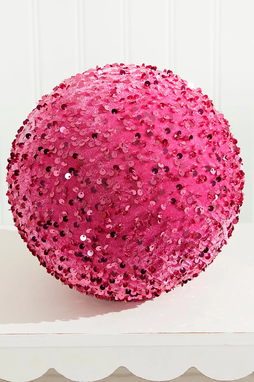 8" Pink Sequin Ball Ornament