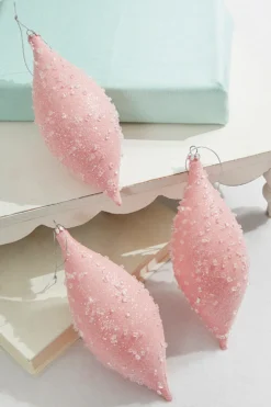 7" Pink Sugar Iced Finial Ornament