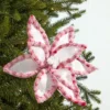 22" Pink & White Candy with Snowglitter Poinsettia Stem