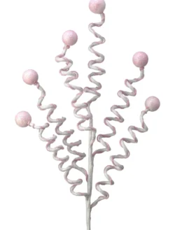 25” Pink & White Velvet Corkscrew Spray