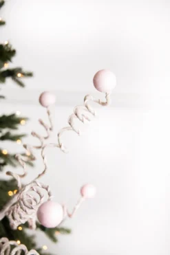 25” Pink & White Velvet Corkscrew Spray