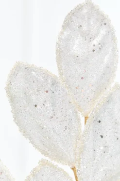 27" Platinum Glitter Leaf Spray