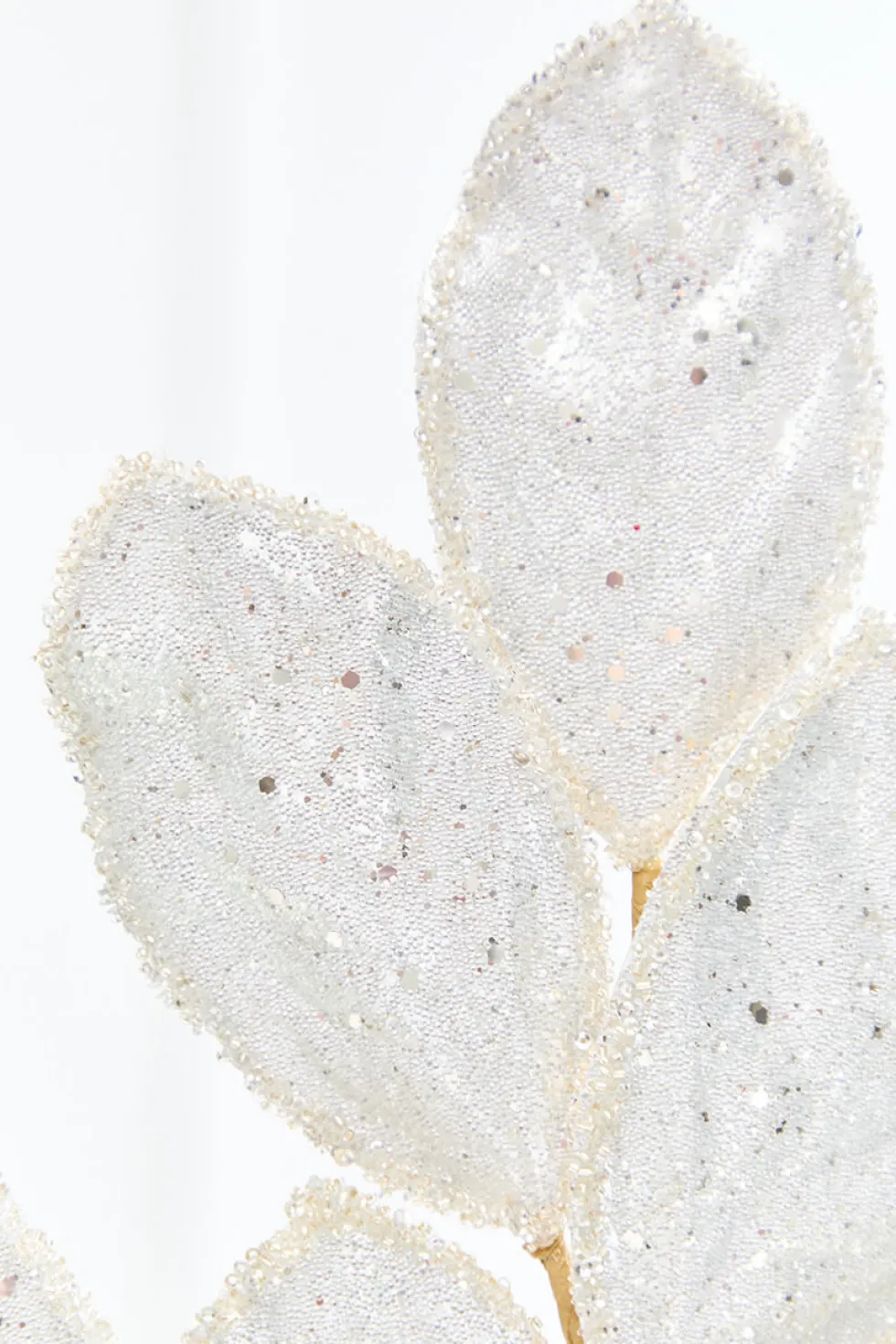 27" Platinum Glitter Leaf Spray
