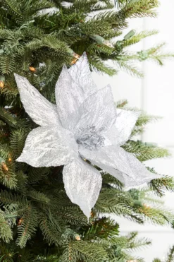 19" Platinum Metallic Poinsettia Stem