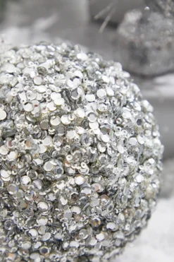 5” Platinum Sequins & Jewels Ball Ornament