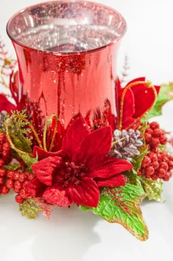 6" Poinsettia & Pine Centerpiece