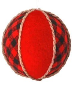 4” Red and Black Buffalo Check Ball Christmas Ornaments