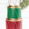 Red and Green Drum Container - Set of 3
