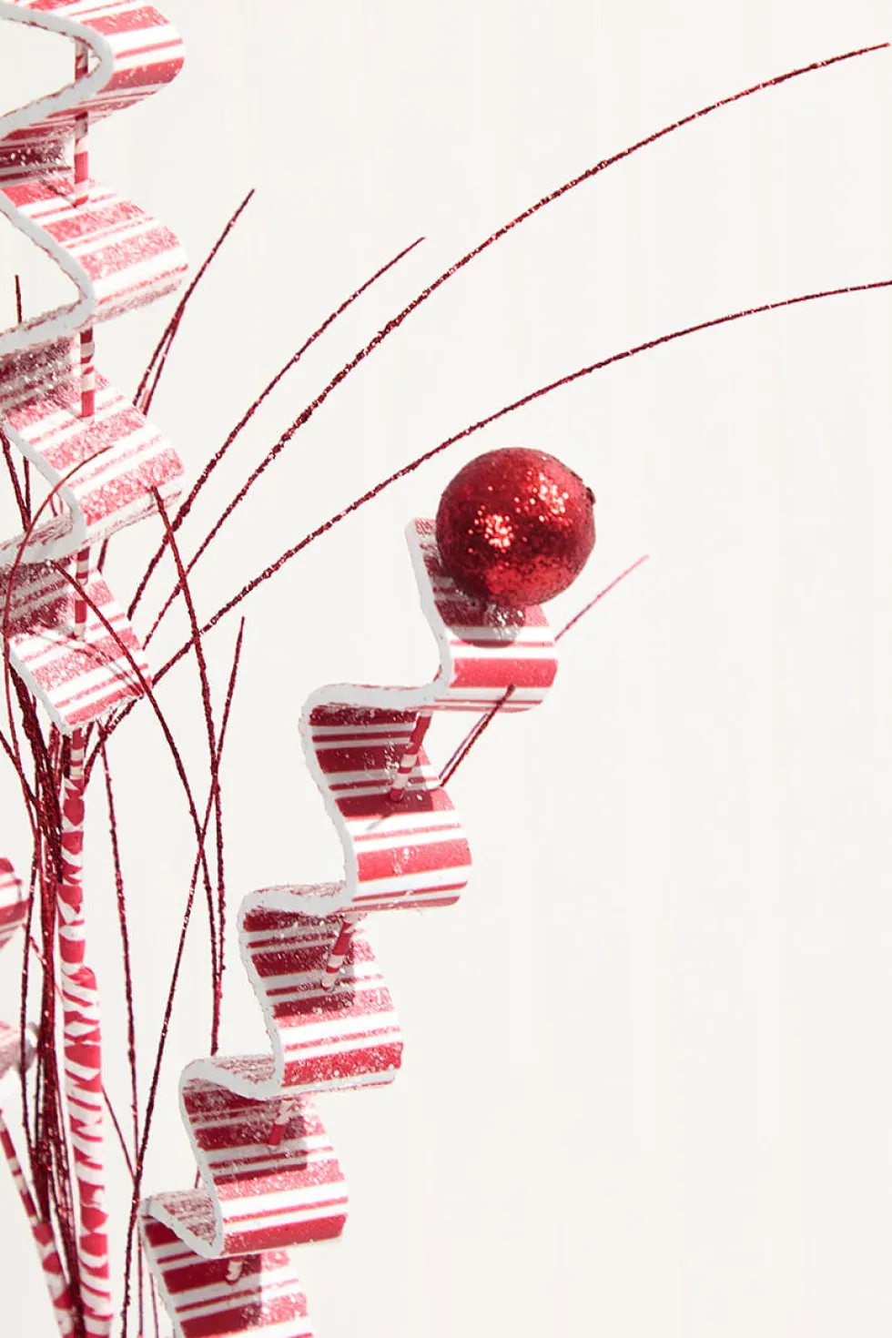 31" Red and White Peppermint Spray