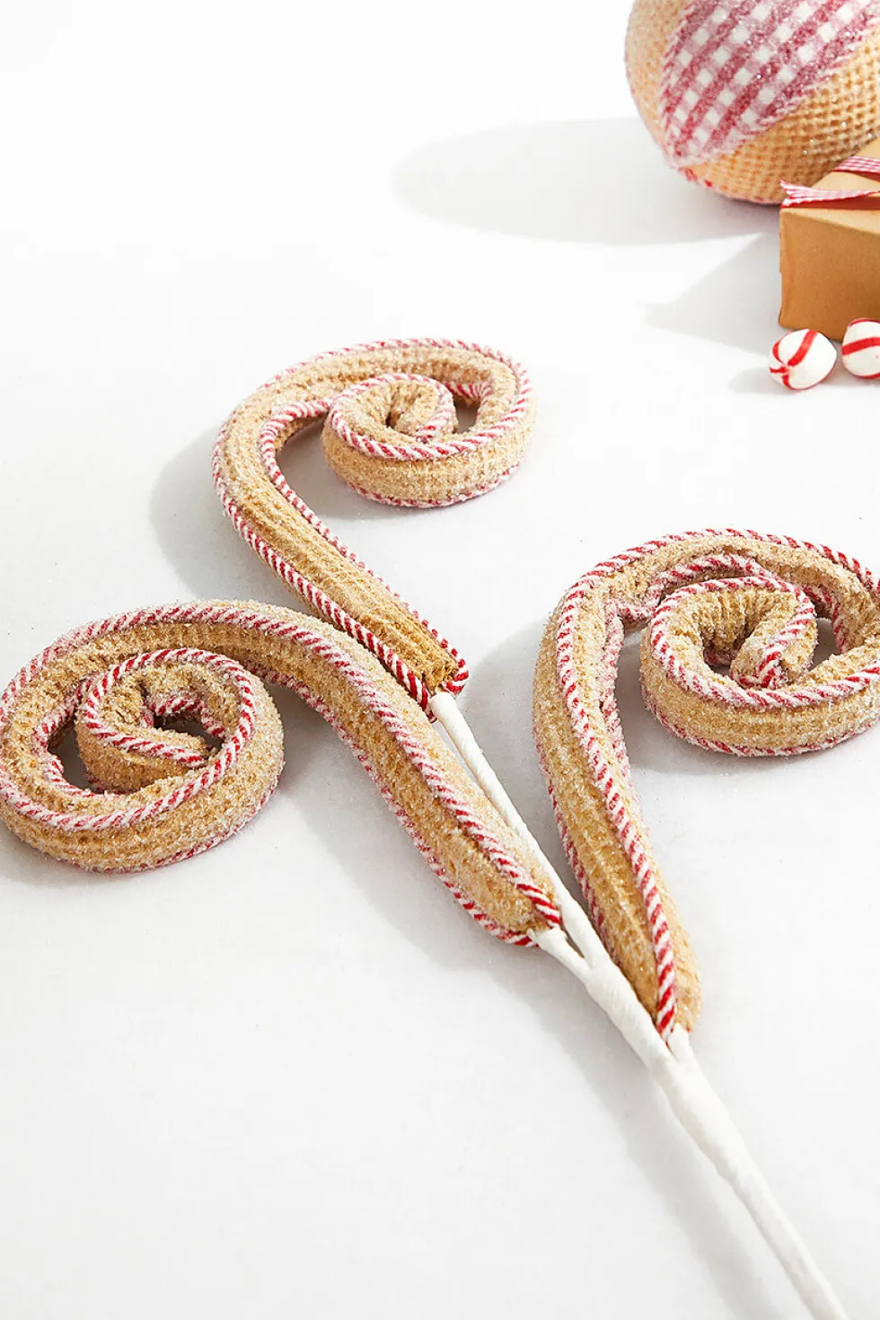 29” Red and White Peppermint Waffle Spray