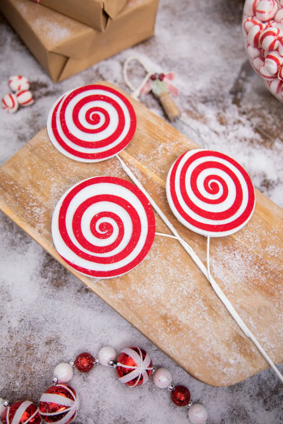 20” Red and White Swirl Candy Stem