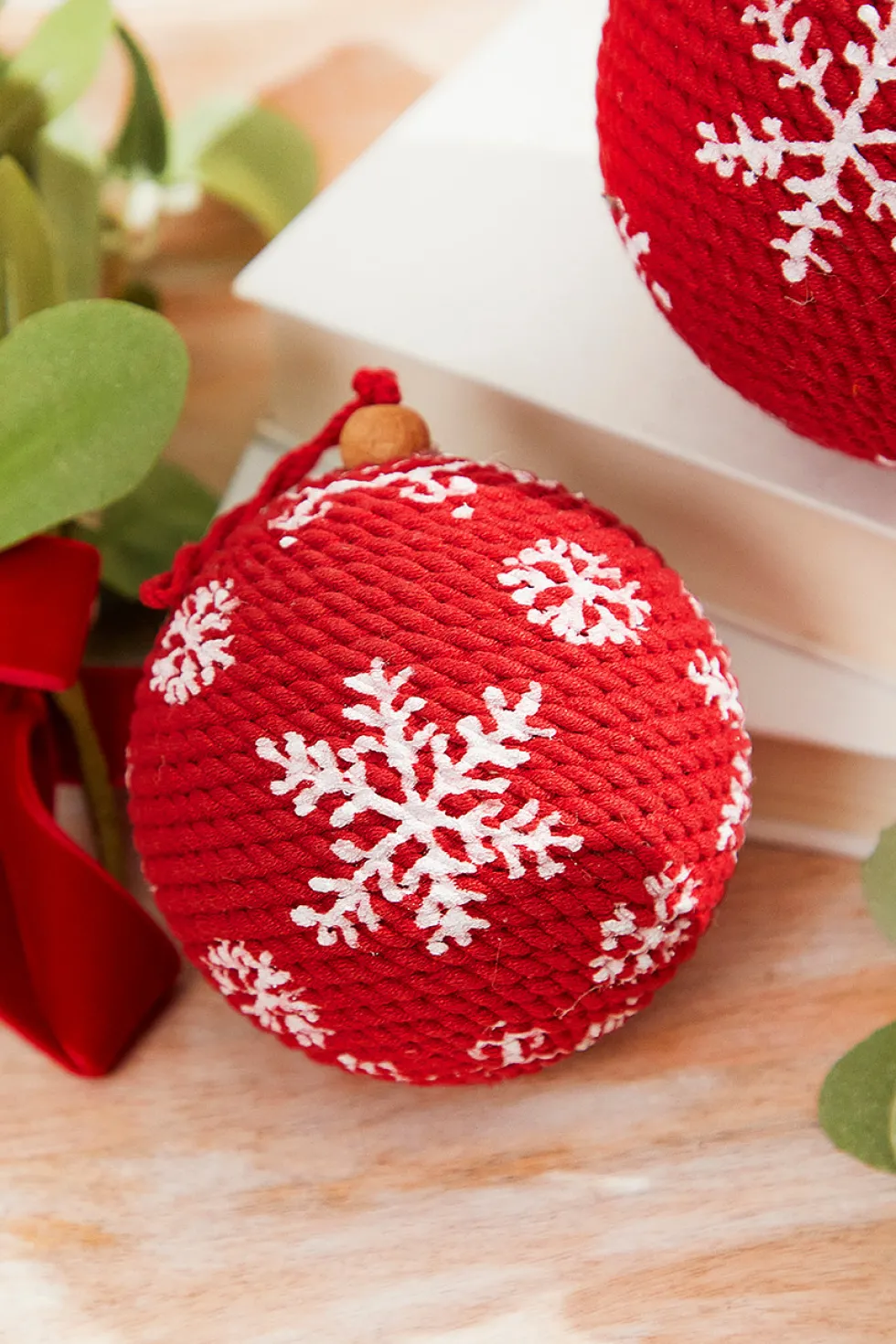 4"-5" Red Cotton Snowflake Ornament