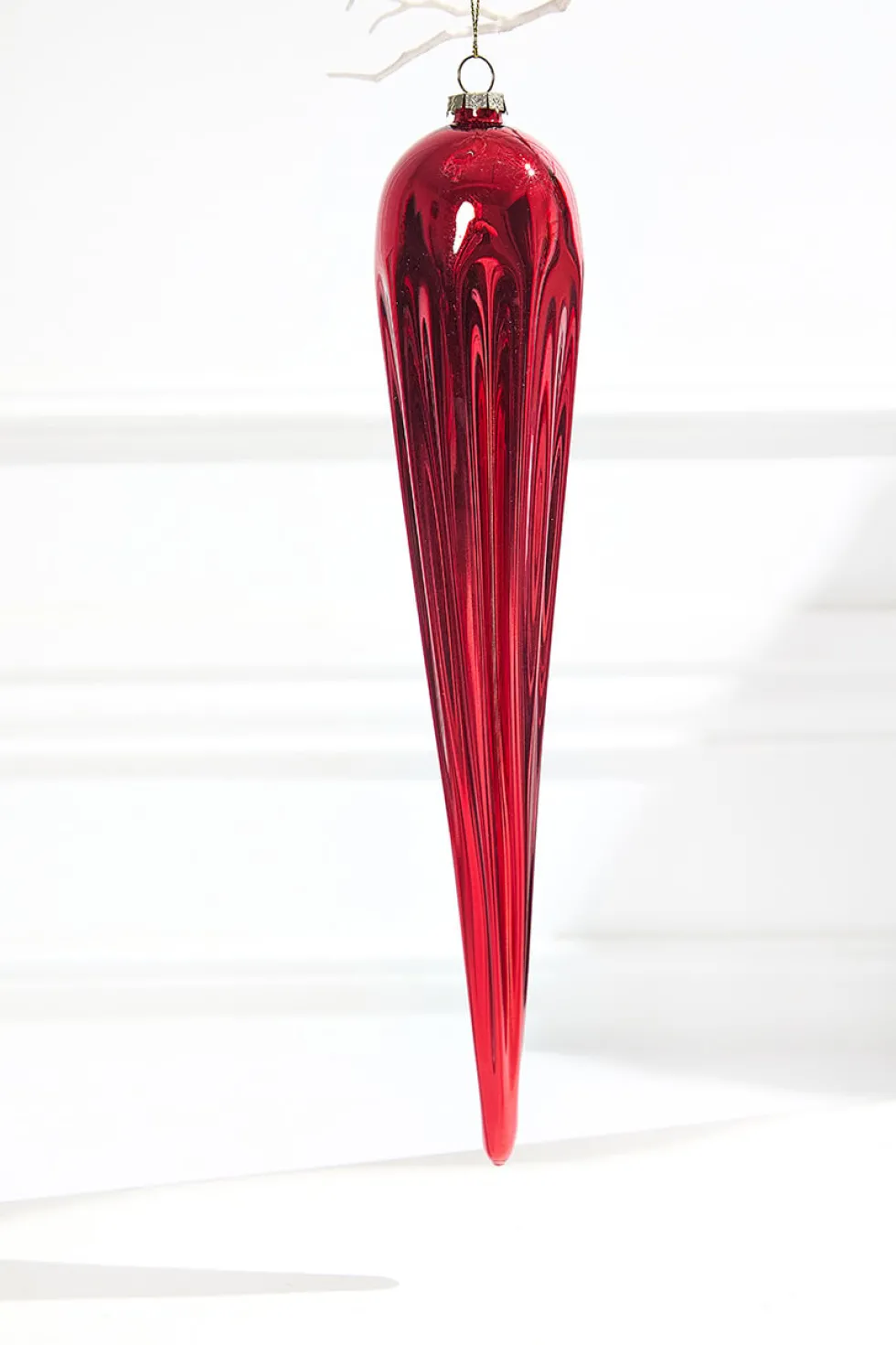 13" Red Finial Glass Ornament
