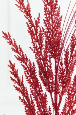 31" Red Glitter Cedar Grass Spray
