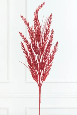31" Red Glitter Cedar Grass Spray