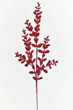 30" Red Glitter Eucalyptus Spray