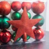 Red & Green Shatterproof Ornament & Star Set - 15 Ct