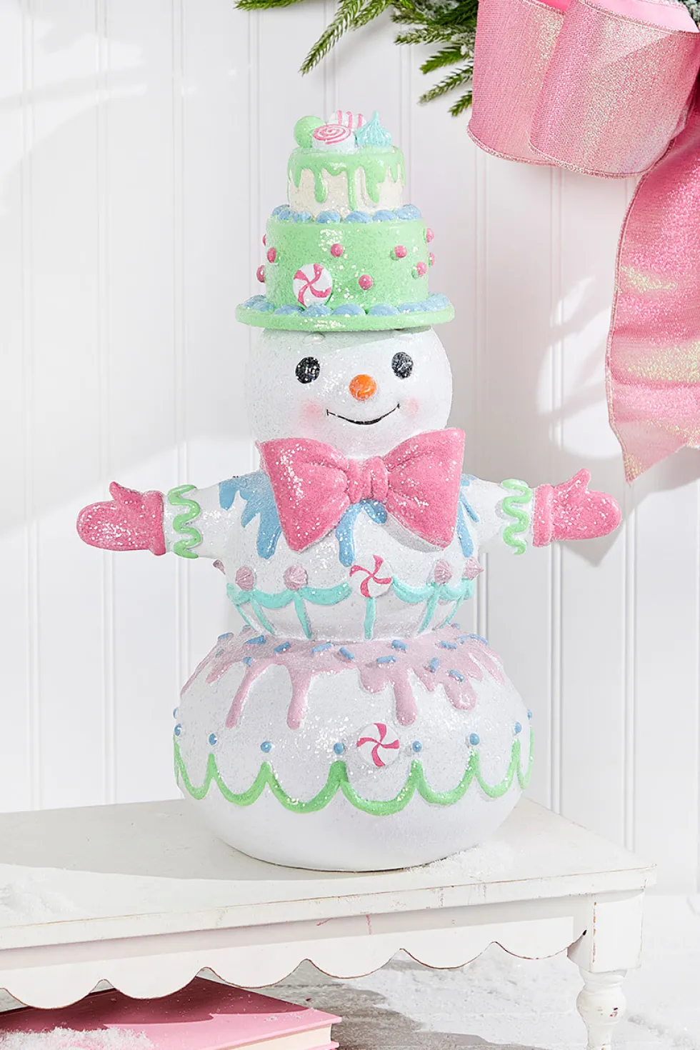 17.5" Resin Candylicious Snowman With Bowtie