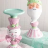 12” Resin Candy Santa Candle Stand - Peppermint