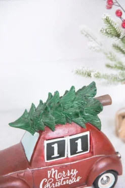 11.5” Resin Countdown Calendar Holiday Truck with Christmas Tree