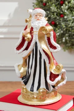 11" Resin Elegant Santa with Sack/List