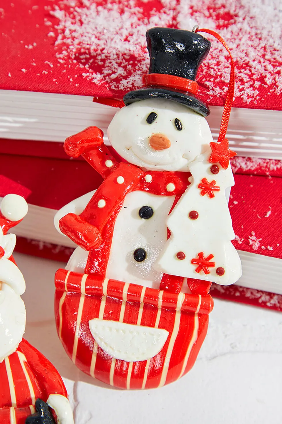 4.5" Resin Holiday Santa /Snowman Ornament