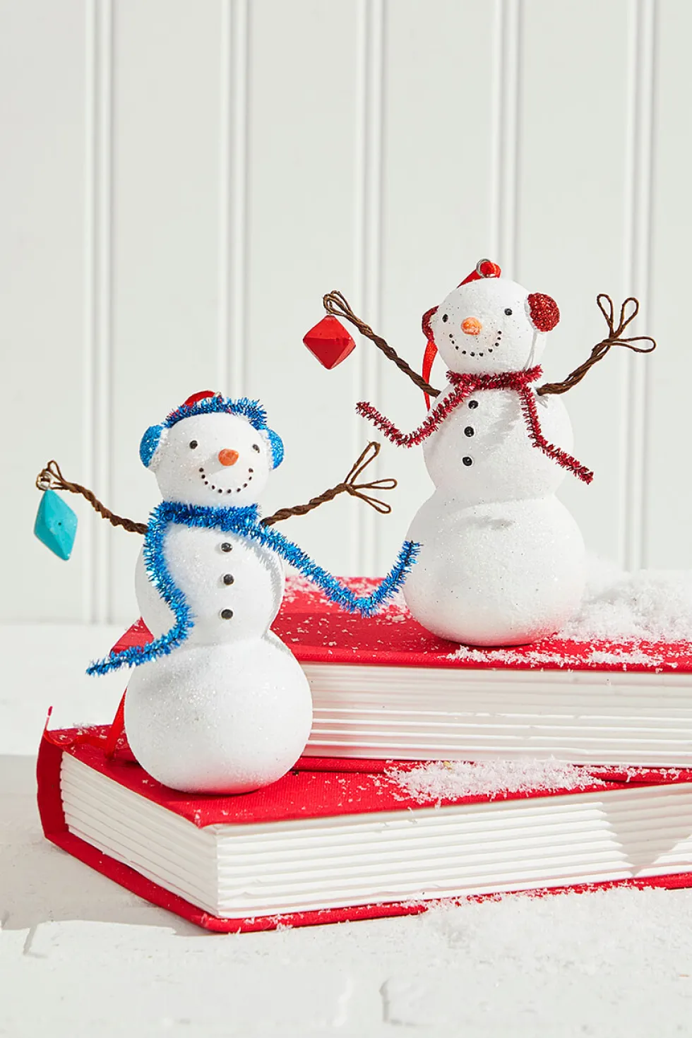 4" Resin Snowman with Blue/Red Earmuffs and Scarf Ornament