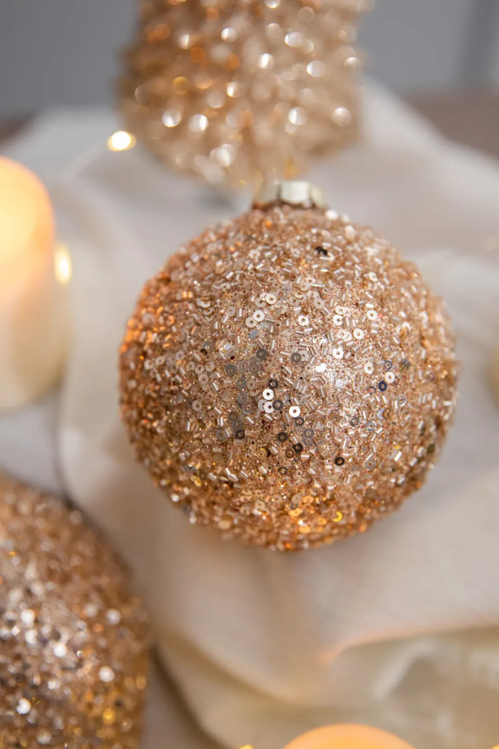 4” Rose Gold Drop/Ball Glass Ornament