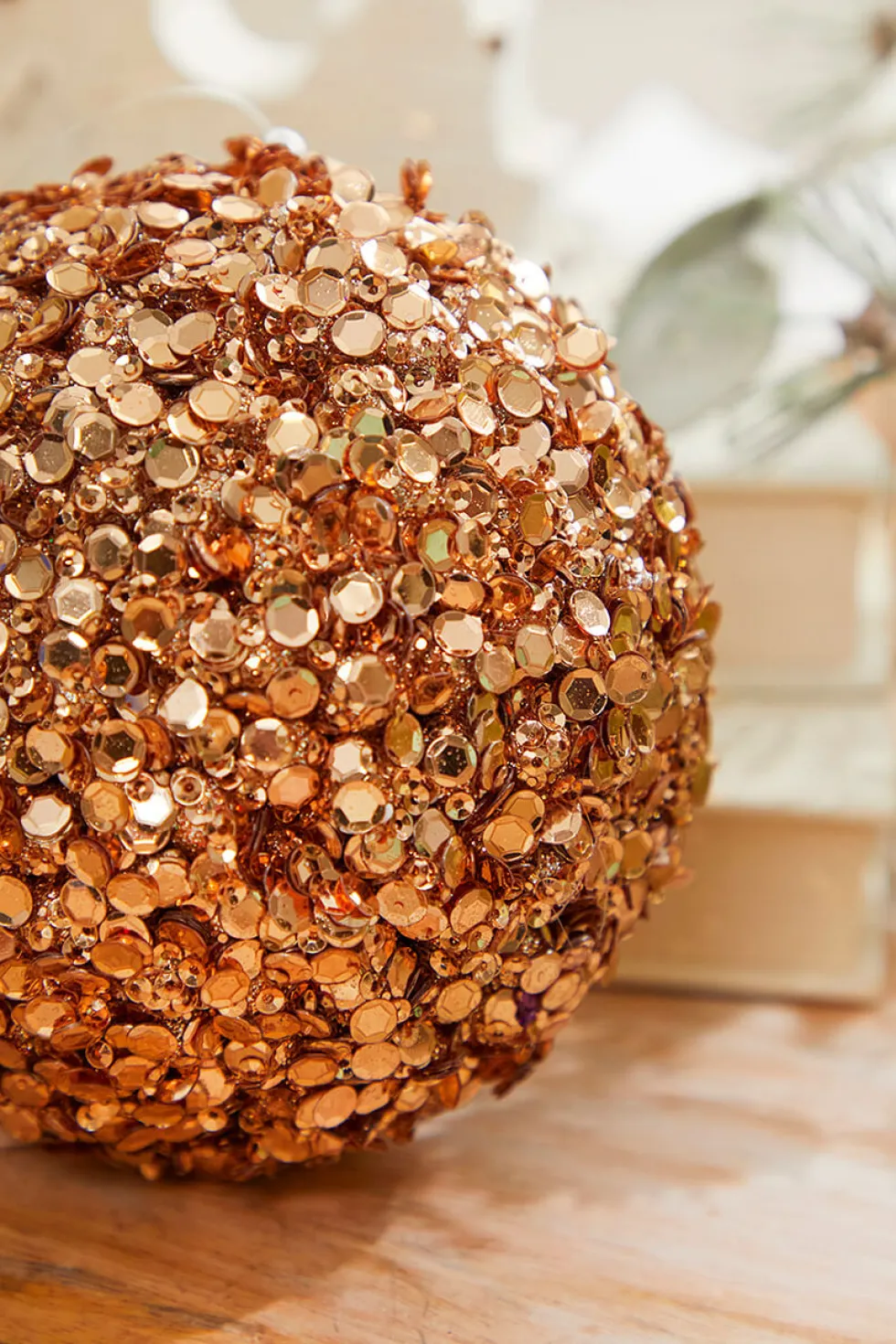 4" Rose Gold Sequins & Jewels Ball Ornament