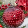 6" Round Hobnail Ruby Mercury Glass Ornament