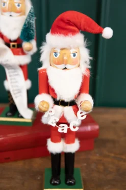 15" Santa Nutcracker with Peace Garland