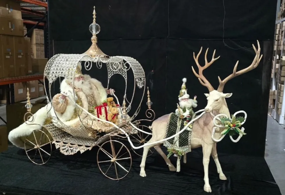 40" Santa with Carriage and Deer - Mark Roberts