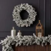 9' Shadow Woods Spruce Flocked Plug-In Garland with Warm White LED Lights