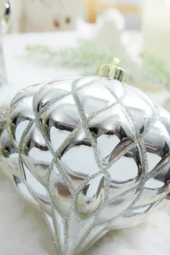 6” Shiny Diamond, Champagne Onion Finial Ornament - Box of 2