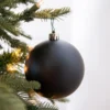 3.9” Shiny/Matte Black Shatterproof Ornaments - Set of 4