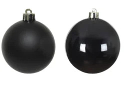 3.9” Shiny/Matte Black Shatterproof Ornaments - Set of 4