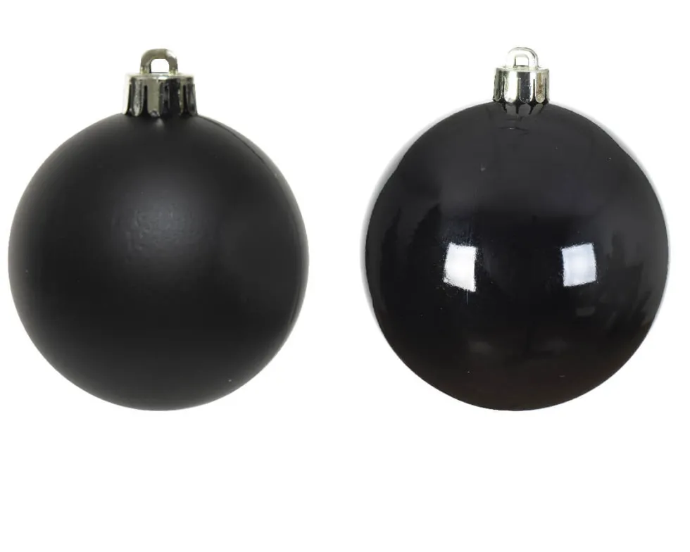 3.9” Shiny/Matte Black Shatterproof Ornaments - Set of 4
