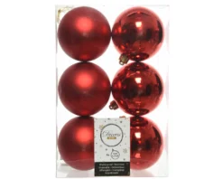 3.1” Shiny/Matte Christmas Red Shatterproof Ornaments - Set of 6