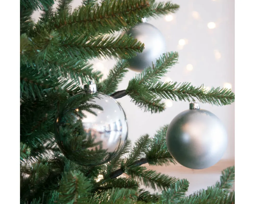 3.1” Shiny/Matte Silver Shatterproof Ornaments - Set of 6