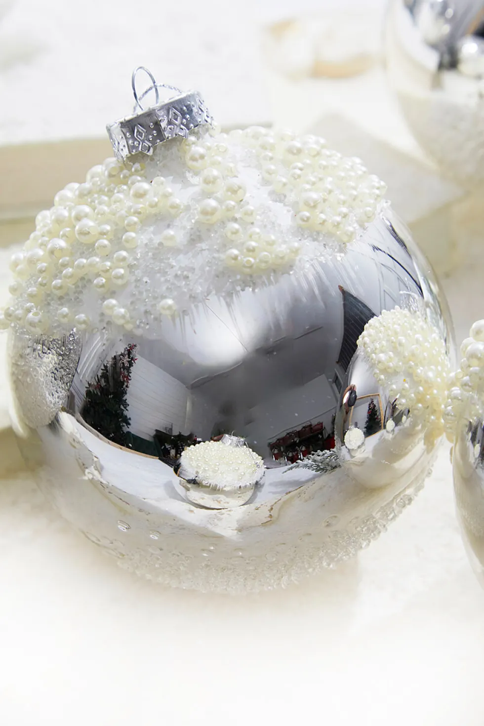 5" Silver Christmas Ball Ornament - Set of 6