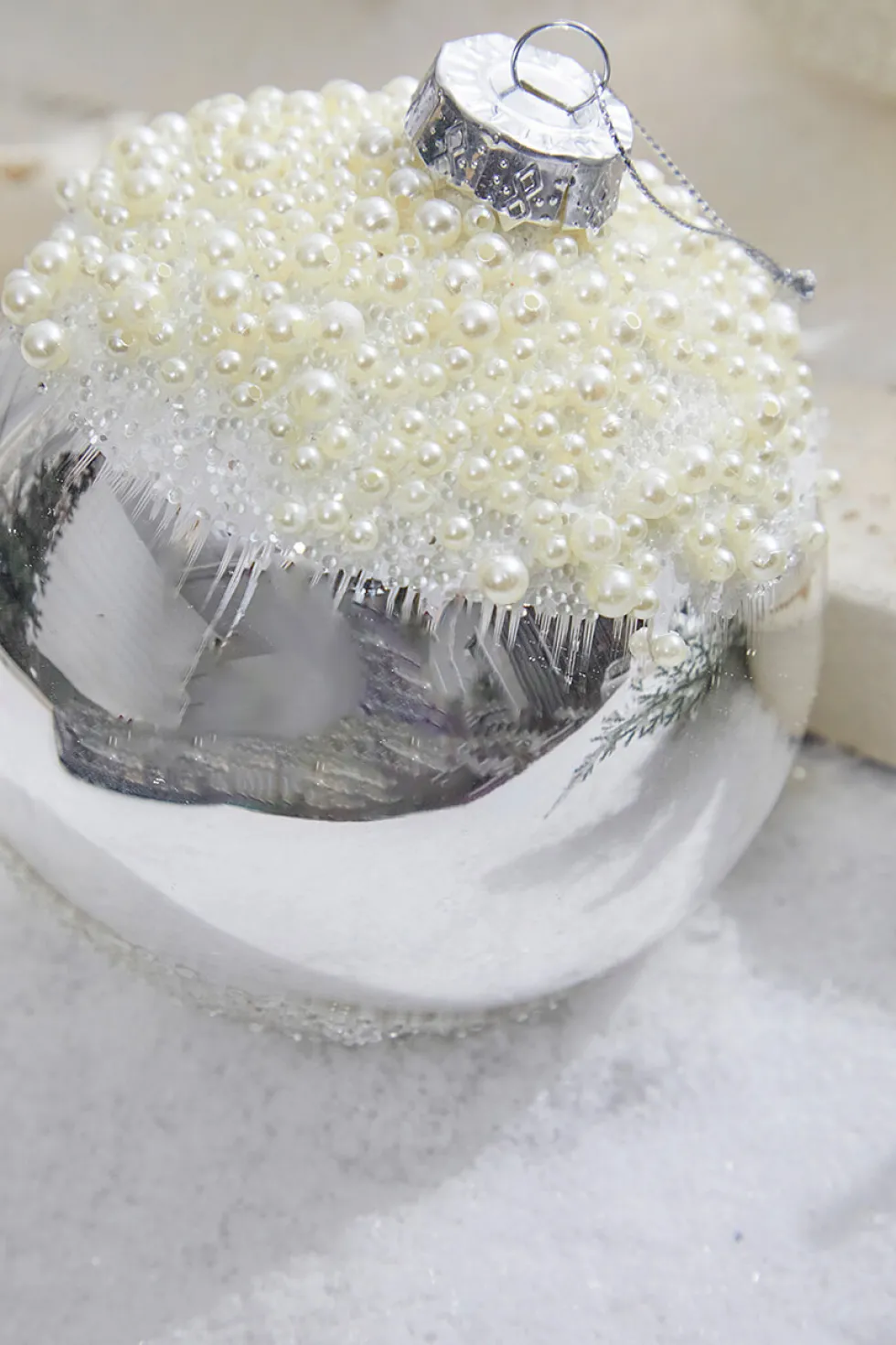 5" Silver Christmas Ball Ornament - Set of 6