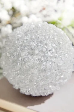 4" Silver Crystal Ball Ornament