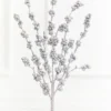 26" Silver Glitter Berries Spray