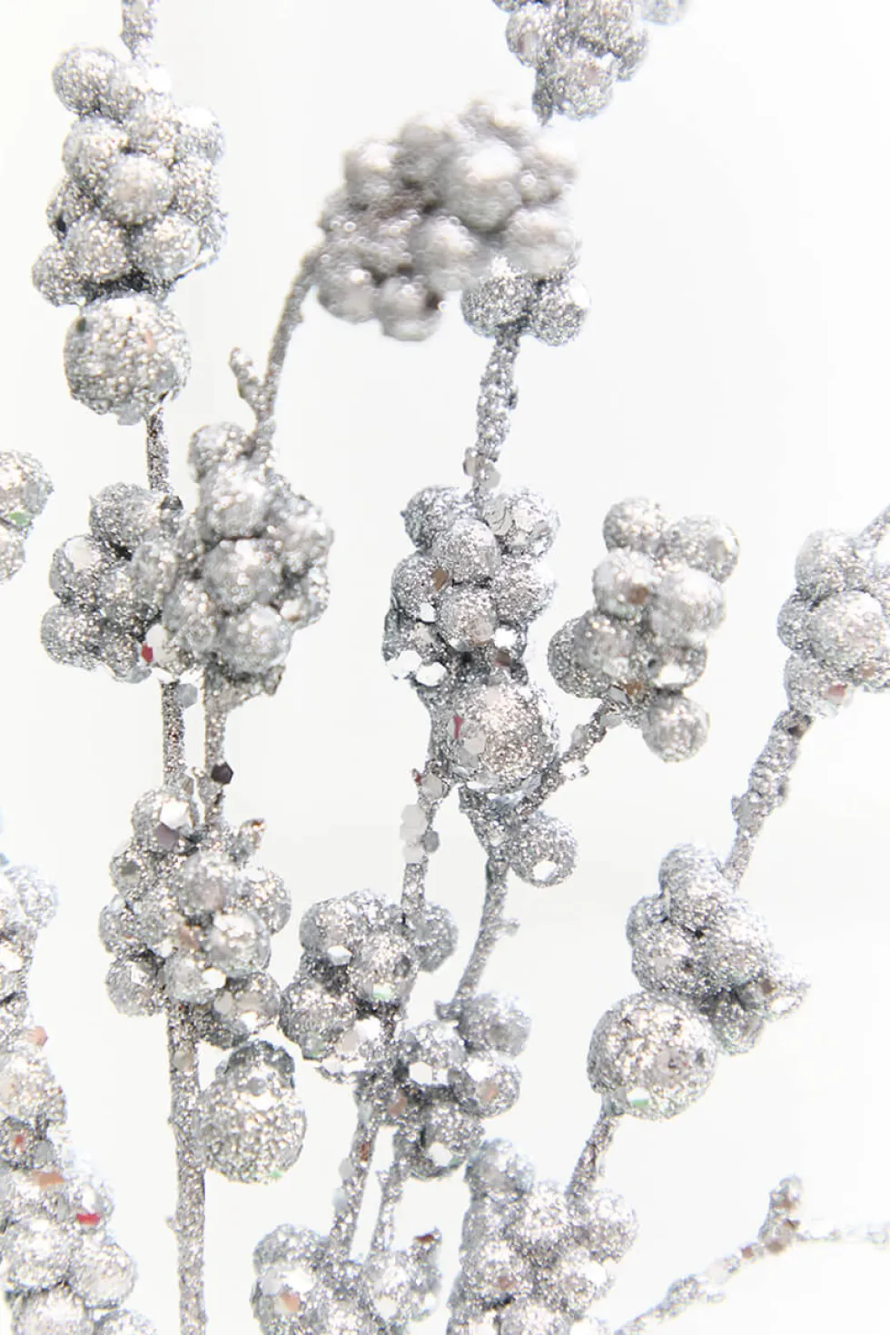 26" Silver Glitter Berries Spray