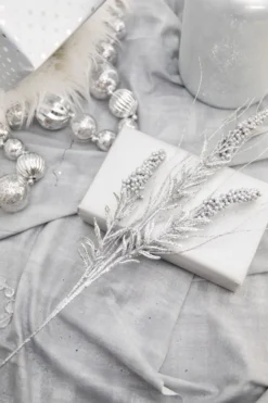 30” Silver Glitter Berry Spike/Twig Christmas Spray