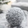 4” Silver Ice & Sequin Ball Ornament